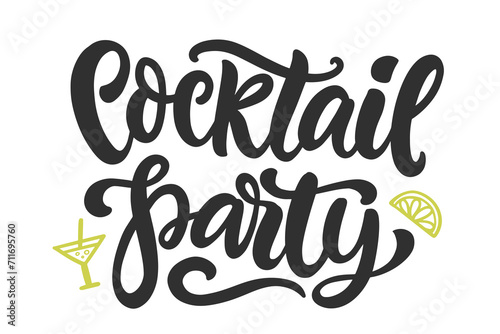 Cocktail Party Banner Inscription Vector Lettering