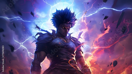 Anime-Krieger im Elektro-Sturm