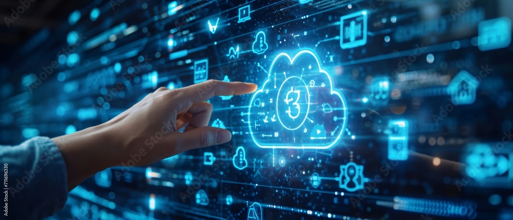 Step into the future with a cutting-edge cloud computing interface that responds to your touch.
