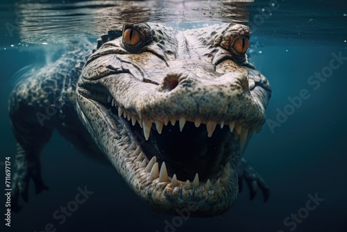 Crocodiles Head in Australian Water.