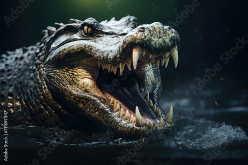 Sharptoothed crocodile in river. © darshika