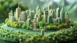 Conceptual artwork of an environmentally friendly metropolis, symbolizing a future of green urbanism.
