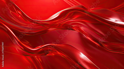 Ruby Rhapsody: A Ruby Red Background with Flowing Ribbons and Dynamic Movement, Signifying Passion
