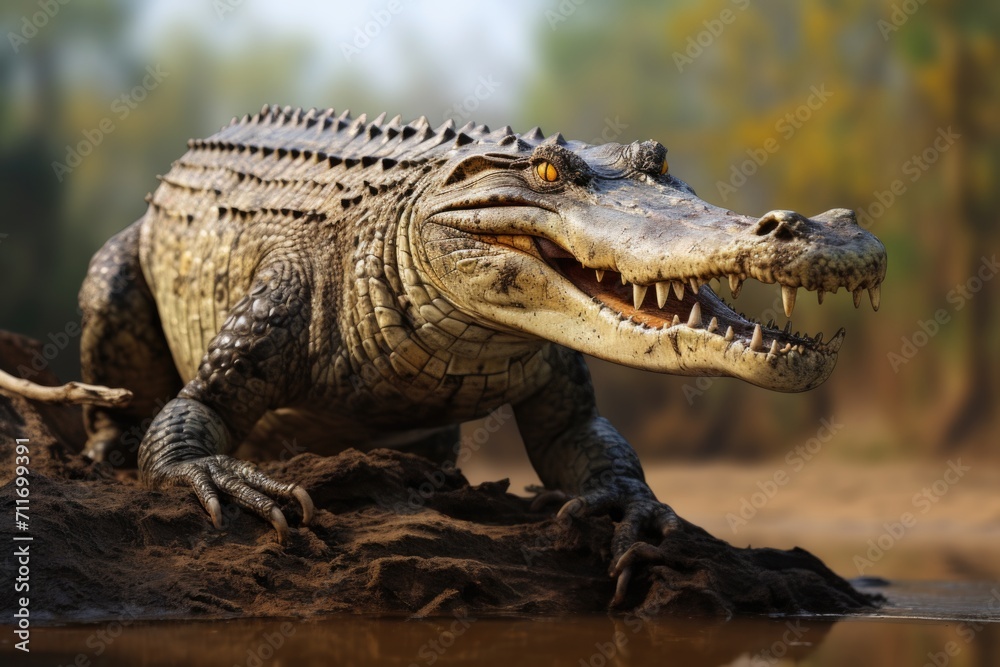 Obraz premium Freshwater crocodile native to Iran and Indian subcontinent.