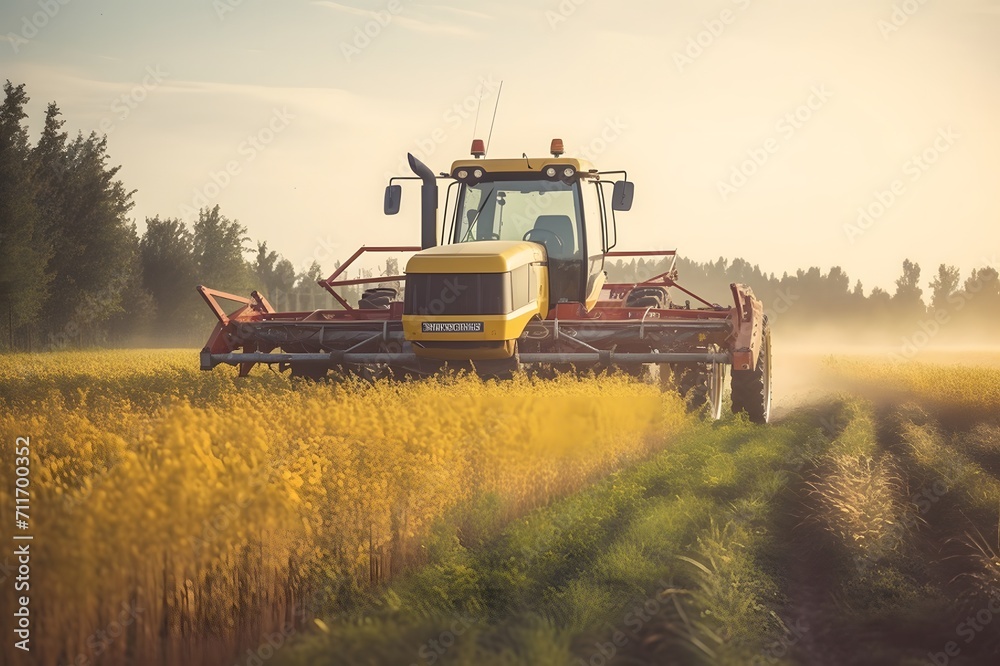 Fototapeta premium Combine harvester working in a wheat field