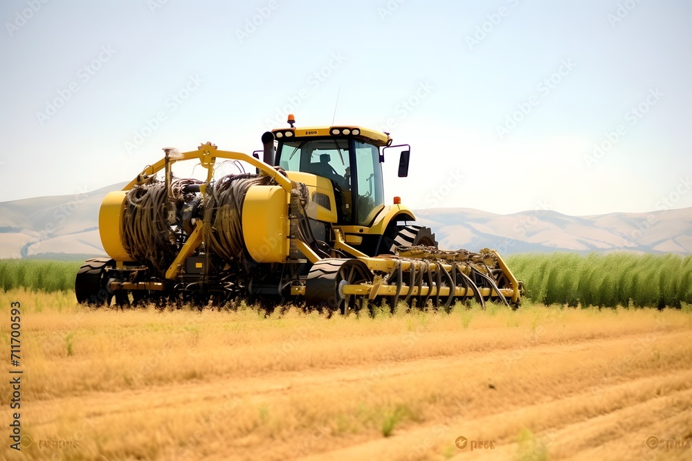 Fototapeta premium Combine harvester working in a wheat field