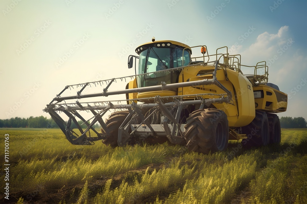 Fototapeta premium Combine harvester working on field