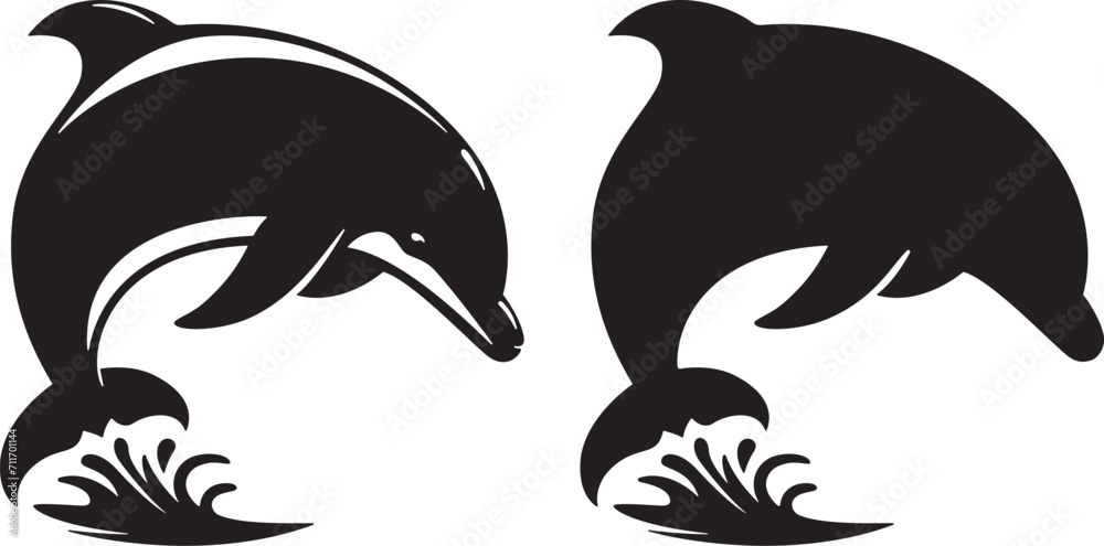 Dolphin silhouette vector illustration on a white background Dolphin silhouette vector illustration on a white background