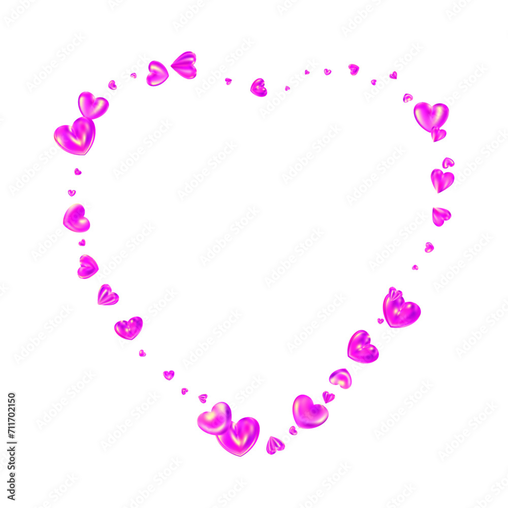 Pink glossy realistic heart frame isolated on white background.