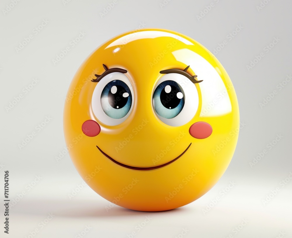 3d cute girl smile emoji on white background