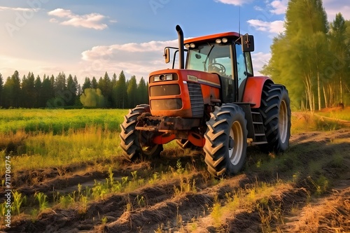 Tractor in the field  Agricultural machinery
