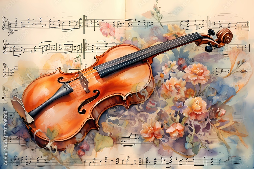 Fototapeta premium violin and rose