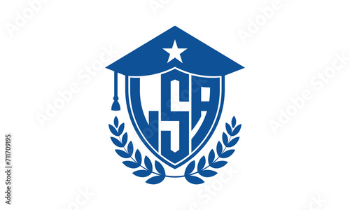 LSA three letter iconic academic logo design vector template. monogram, abstract, school, college, university, graduation cap symbol logo, shield, model, institute, educational, coaching canter, tech photo