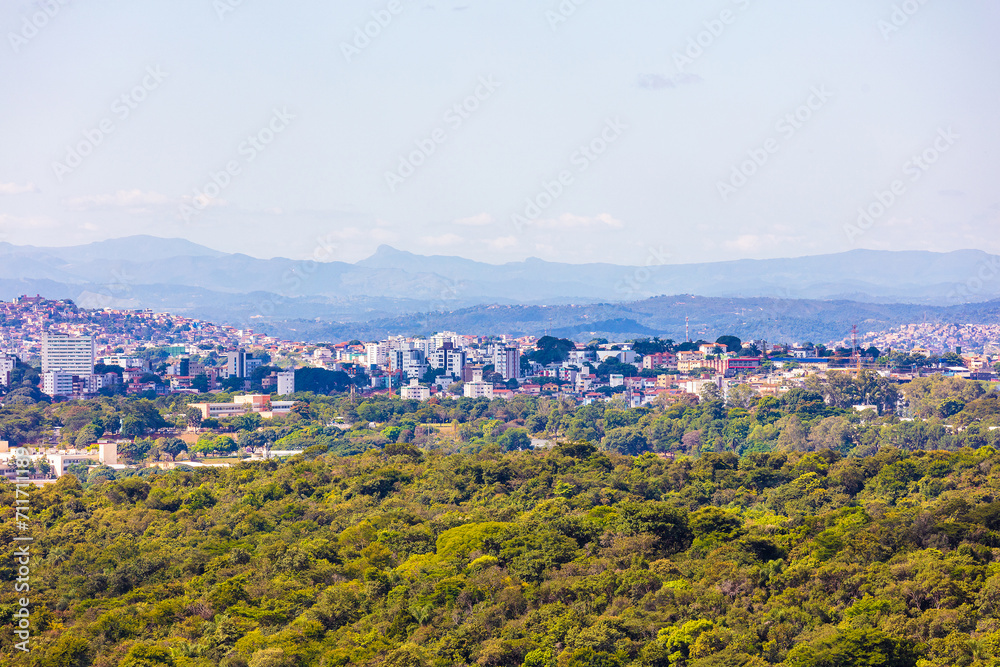 Wide view of the city of Belo Horizonte, capital of Minas Gerais, Brazil. BH during a beautiful sunny day.