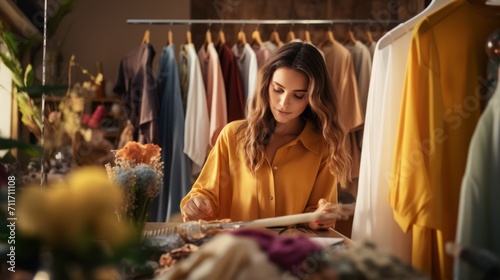 Young happiness modern female woman is choosing and shopping for organic products in refill store with reusable bag. No plastic Conscious Minimalism Vegan sustainable plastic free Lifestyle Concept © VERTEX SPACE