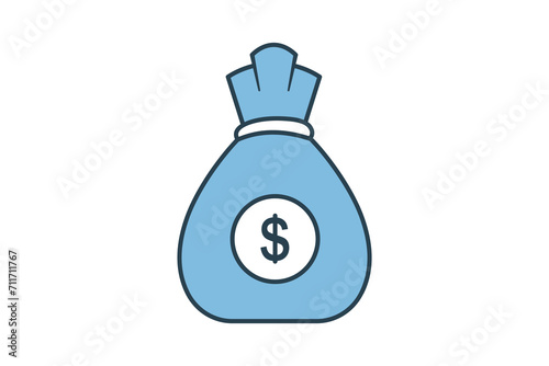 money bag icon. icon related to graduation and achievement. suitable for web site, app, user interfaces, printable etc. flat line icon style. simple vector design editable