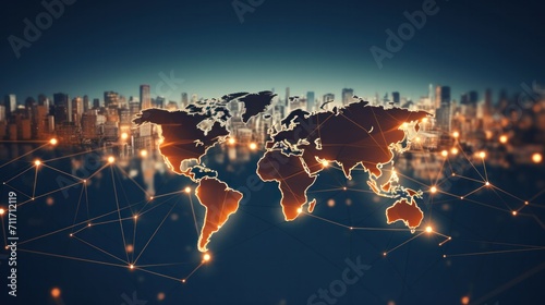 Logistics international delivery concept, World map with logistic network distribution on background.background for Concept of fast or instant shipping, Online goods orders worldwide photo