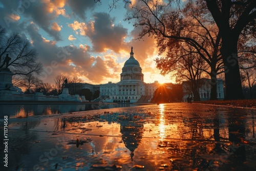 US Capitol building in Washington DC at Sunset