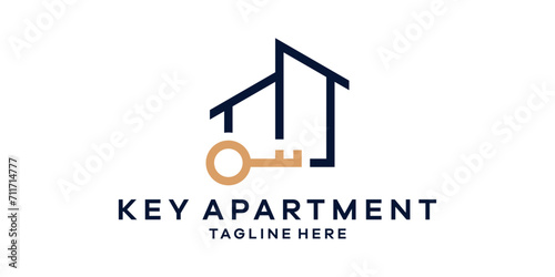 logo design combination of building shape with lock, security logo design.