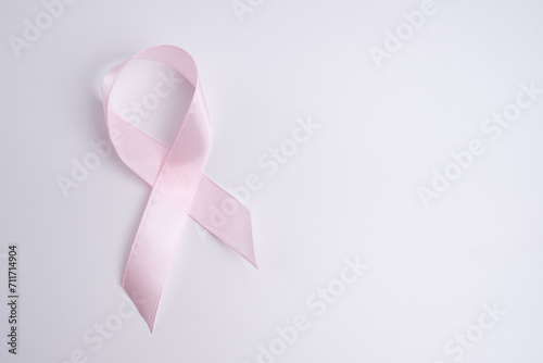 Pink ribbon. Pink October, Breast Cancer Awareness Month. Concept for National Cancer Month, Mother's Day and World Cancer Day