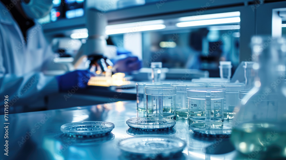Researchers in a lab environment with petri dishes and pharmaceutical tools, driving scientific innovation. Researchers in a lab environment with petri dishes and pharmaceutical tools, driving scientific innovation.