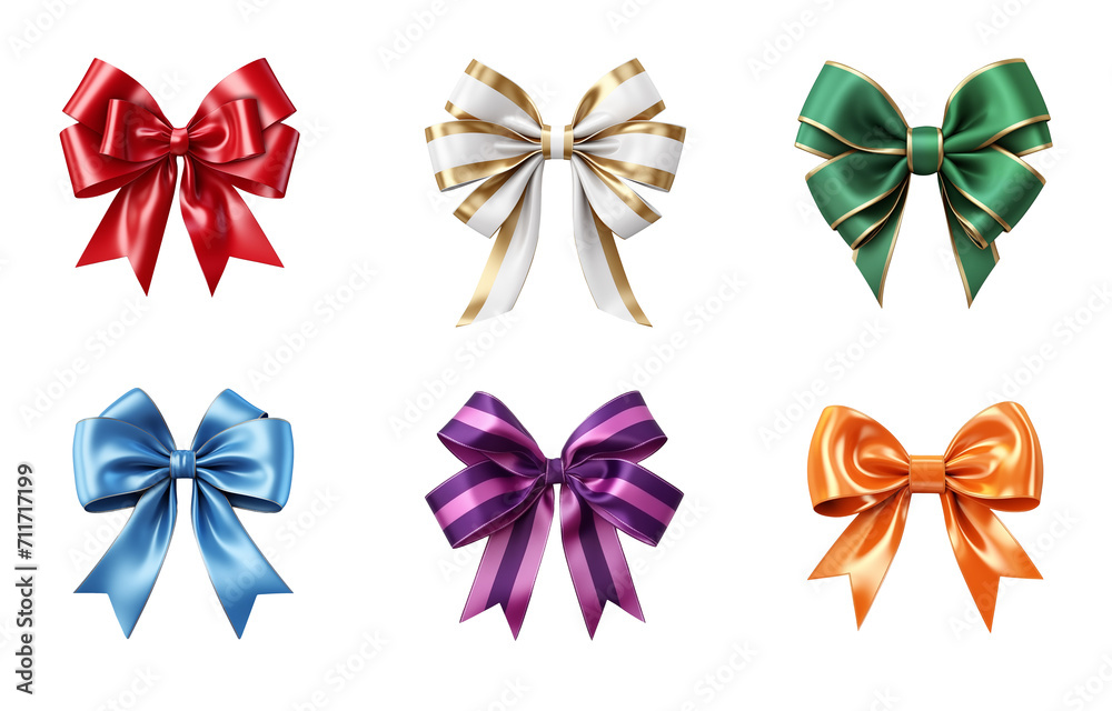 Christmas bow and ribbon on transparent background. High resolution