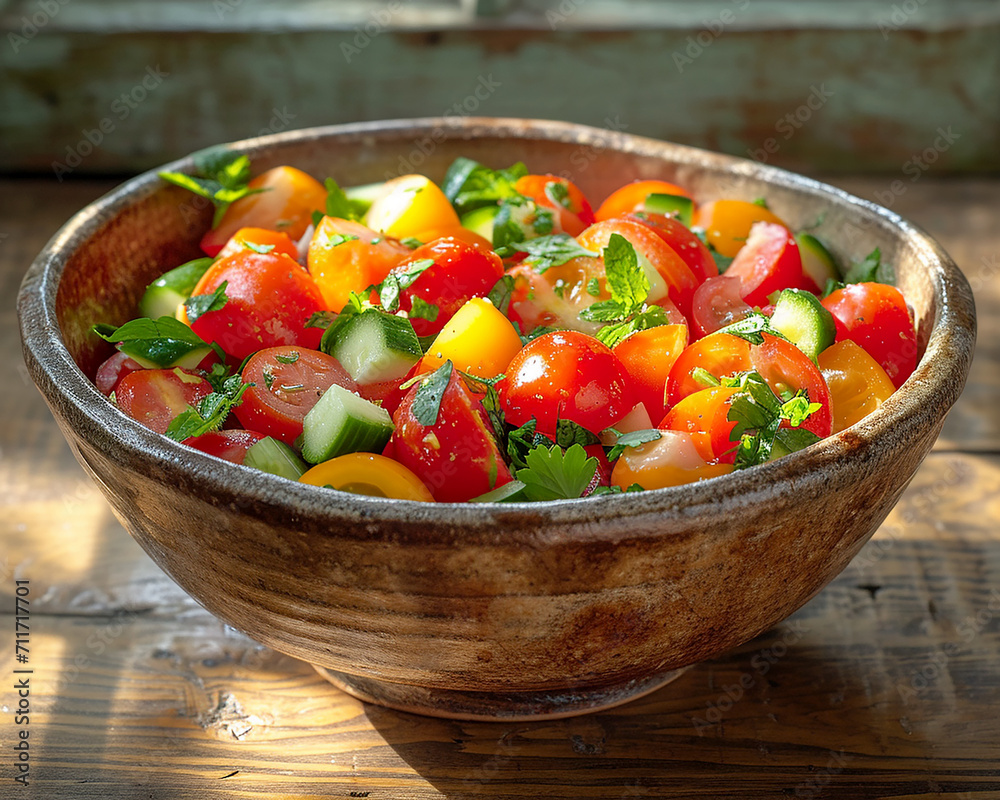 A large beautiful plate of vegetable salad A large beautiful plate of vegetable salad