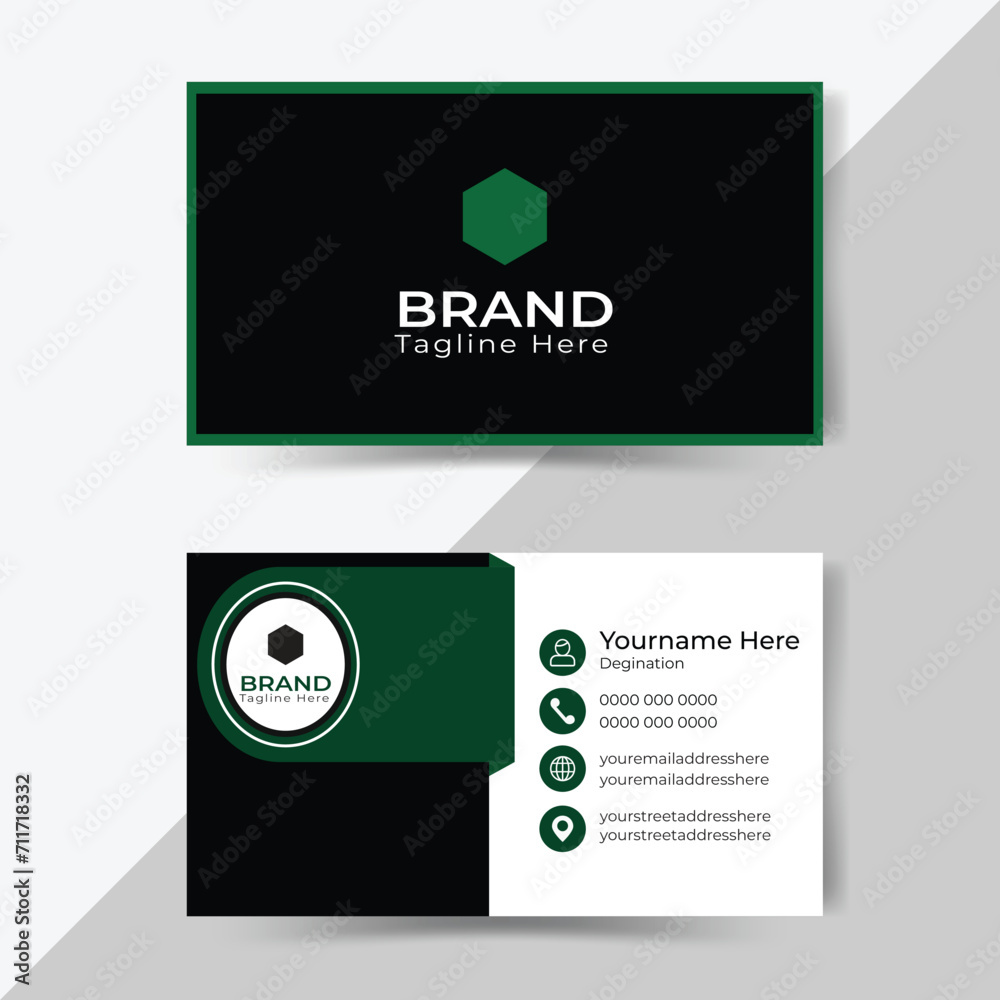 Double sided Geometric Shape Black and Green color Corporate Business Card Layout template Double sided Geometric Shape Black and Green color Corporate Business Card Layout template