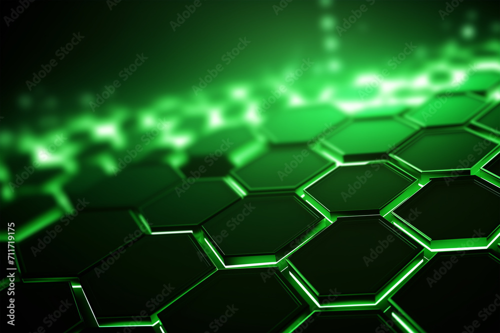 Obraz premium Abstract green hexagonal background Futuristic technology concept