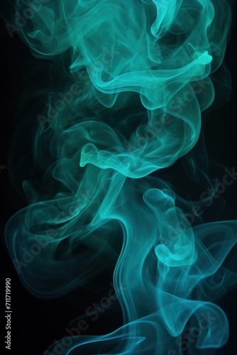 Empty dark background with cyan smoke