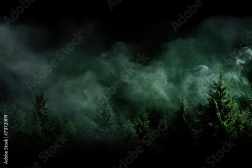 Empty dark background with forest green smoke