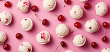 pink ice cream cherry pattern pastel background
