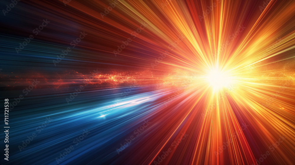 Radiant light explosion with blue and orange. Radiant light explosion with blue and orange.