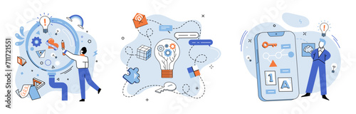 Startup idea. Vector illustration. A well-crafted plis essential for startup ideto thrive It serves as roadmap, outlining strategies and actions needed to achieve success Successful execution startup