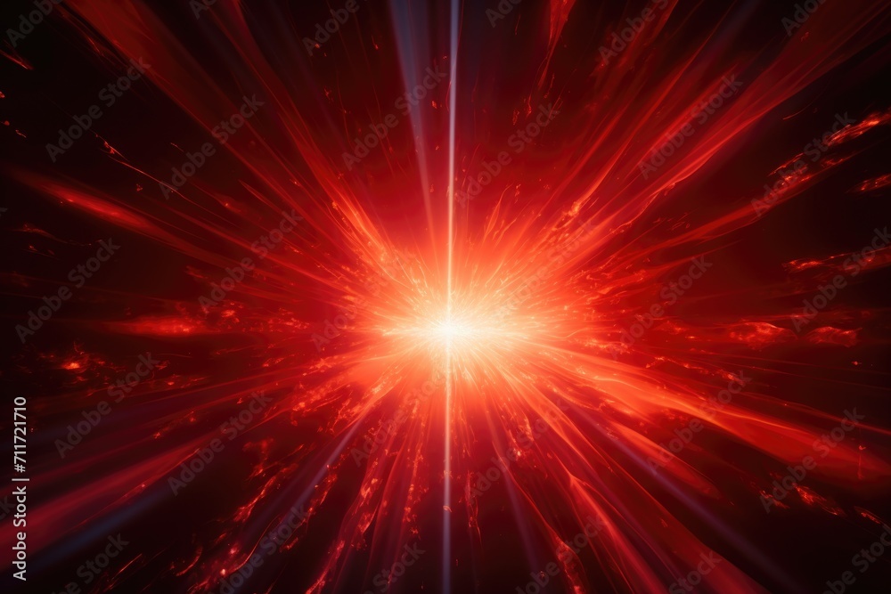 Abstract glowing red effect with sparkling rays and white backlight