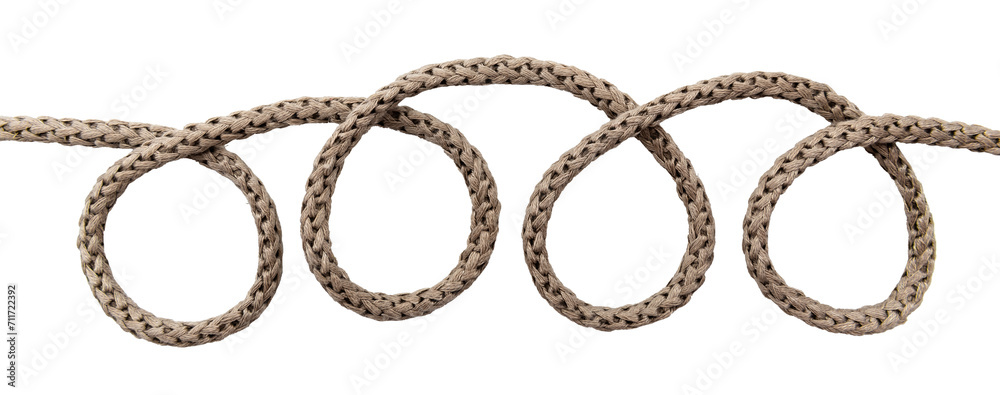 Jute. Twisted linen rope on a white background. Rope. Loop Jute. Twisted linen rope on a white background. Rope. Loop