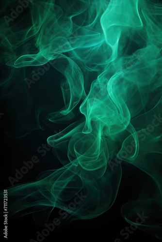 Empty dark background with mint smoke
