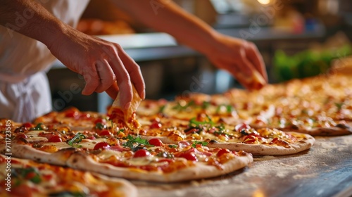 Close-up of a hands cooking Pizza