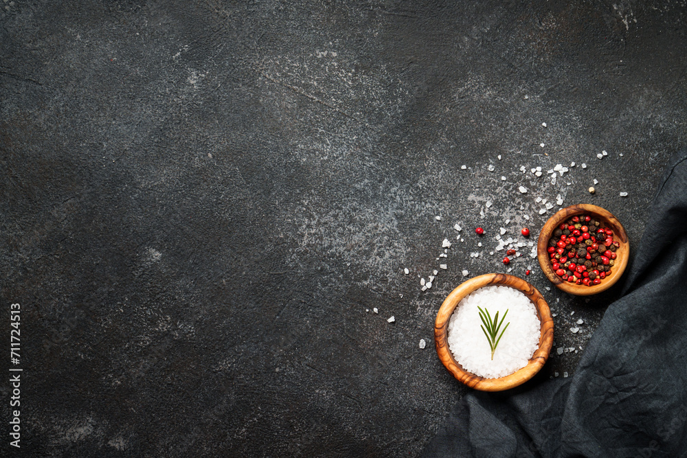 Food background. Spices and herbs at black top view. Food background. Spices and herbs at black top view.