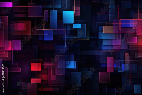 Abstract Glowing Neon Rectangles Background
