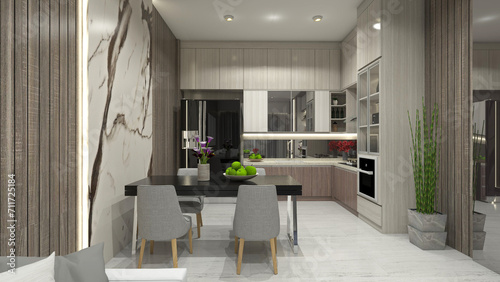 Modern Interior Kitchen and Dining Room Design © Febry