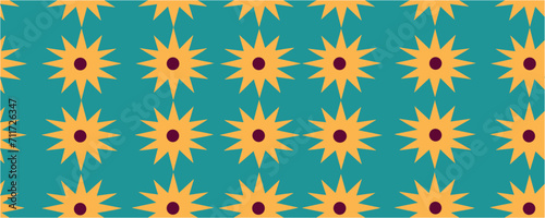 Hand drawn floral seamless pattern vector illustration. Seamless pattern in Ukrainian style. Watercolor sun. Abstract sunflowers seamless pattern on pastel background. Ethnic embroidery.