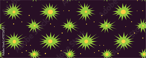 Sun only seamless vector pattern. Background with plants. Beautiful creative background with lines and shapes. Seamless pattern, halftone, snowflakes. For cloth.