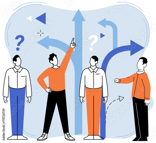 Decision vector illustration. Continuous improvement is necessary to finish projects successfully and achieve excellence The decision concept emphasizes importance creativity and innovation