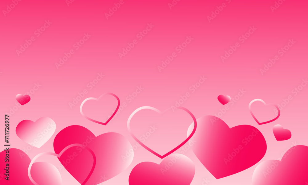 Happy valentine's day, mothers day love heart pink background. Greeting card illustration vector design