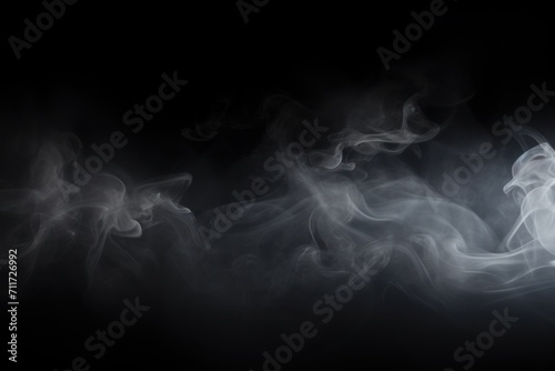 Empty dark background with silver smoke
