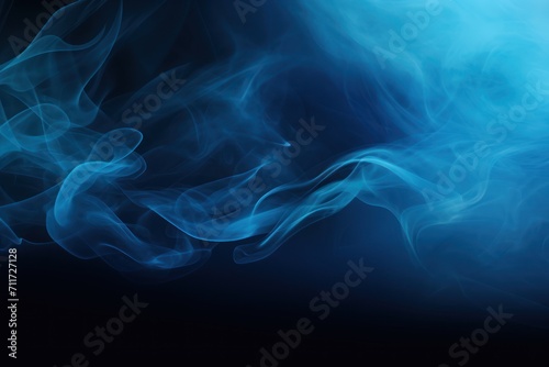 Empty dark background with sky blue smoke © Michael