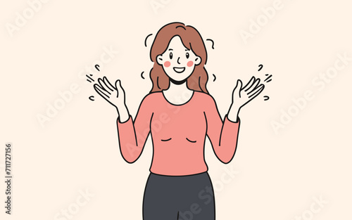 Happy young woman posing flat illustration
