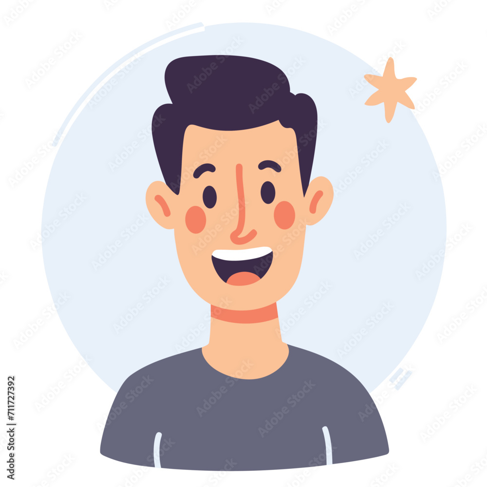 Happy young man posing flat illustration Happy young man posing flat illustration