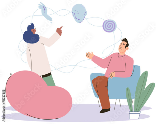 Mental health counseling vector illustration. Health care systems should integrate mental health services to ensure comprehensive care for individuals Personality development is key focus mental